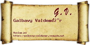 Galbavy Valdemár névjegykártya